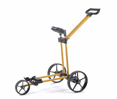 Flat Cat Pushtrolley Drei-Rad Golftrolley Flat Cat Golf Golden Orange (+50.00€)