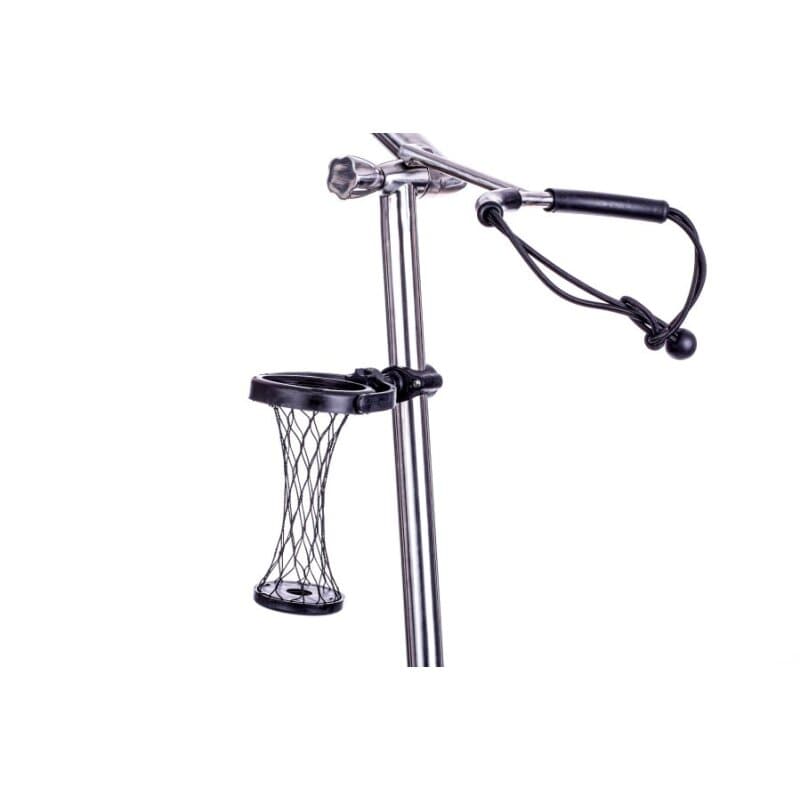 Schwarzer Getränkehalter aus Metall mit Netz für GALAXY Titan Golf Trolley, verstellbare Halterung.