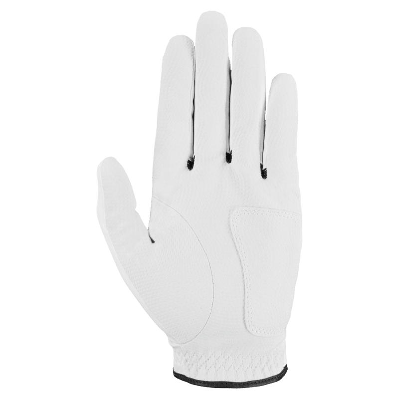 Weißer Callaway Syntech Golfhandschuh mit schwarzem Bund, für Rechts- oder Linkshänder, unisex.