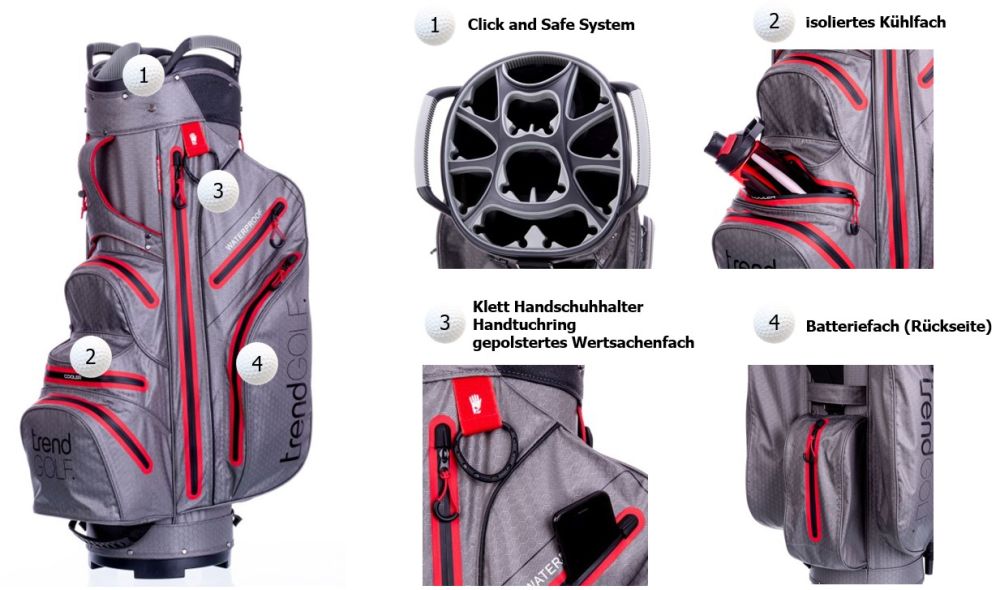 Golfbag trendGOLF Rainline Pro wasserdicht grau/grün Golfbags Wasserdicht Trendgolf