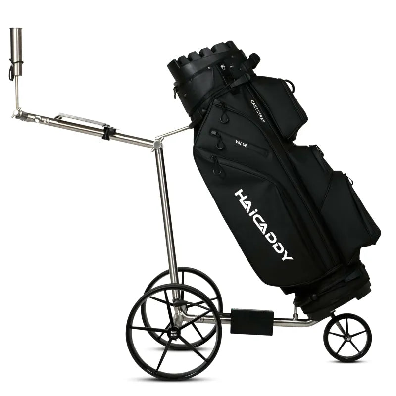 Haicaddy® HC9 Elektrocaddy - Edelstahl gebürstet Golftrolley Elektrisch Tourmade
