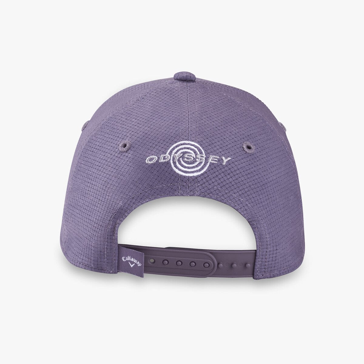 Kinder-Golfkappe in Violett mit verstellbarem Verschluss und Callaway-Logo hinten in Weiß.