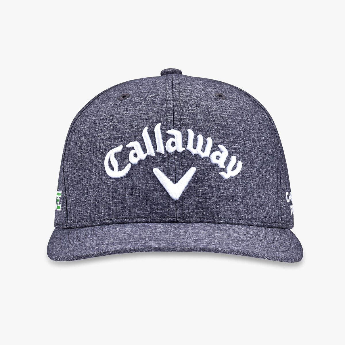 Marineblaue Callaway Golfkappe mit weißem Logo und gebogenem Schirm.