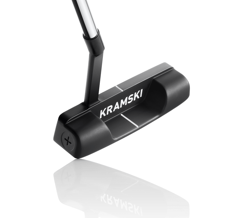 Schwarzer Kramski HPP 220 TP Putter mit weißem Schriftzug und gebogenem Schaftgriff.