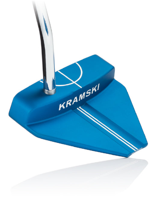 Blauer Kramski HPP 325 TP Putter mit weißem Linien-Design und chromfarbenem Schaft.