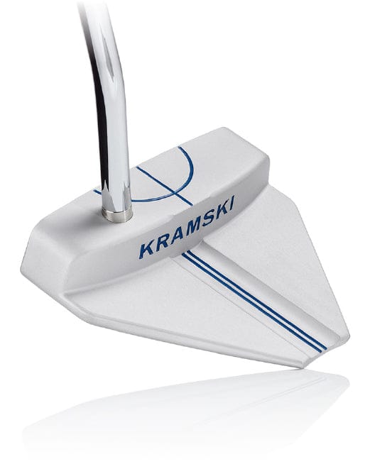 Silberner Kramski HPP 325 TP Golfputter mit blauen Linien und chromiertem Schaft.