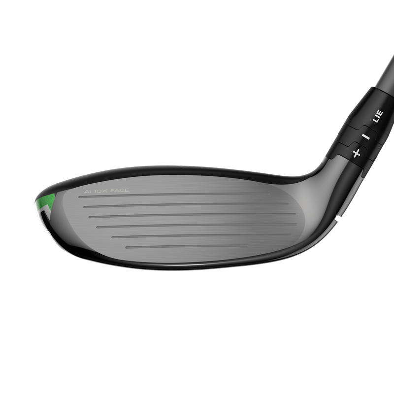 Callaway Elyte Hybrid Golfschlägerkopf in Grau mit schwarzem Schaft und Einstellringen.