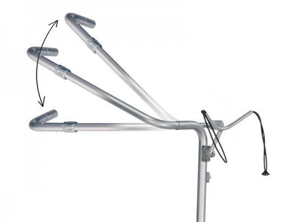 Silberner Elektrotrolley Jucad Junior DRIVE aus Edelstahl mit verstellbarem Griff und Kabelhalterung.