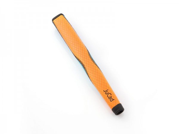 Golf-Puttergriff in Orange mit Jucad Logo und rutschfester Gummibeschichtung.