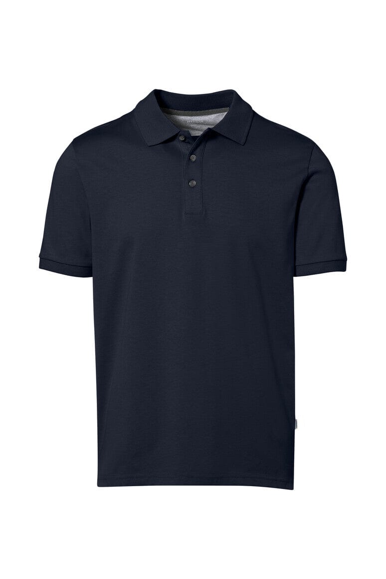 Schwarzes Hakro Cotton Tec® Poloshirt mit Knopfleiste und kurzem Arm, klassischer Kragen.