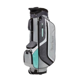 Graues und türkisfarbenes Golfbag mit mehreren Taschen und MacGregor Logo, Damen Komplettset.