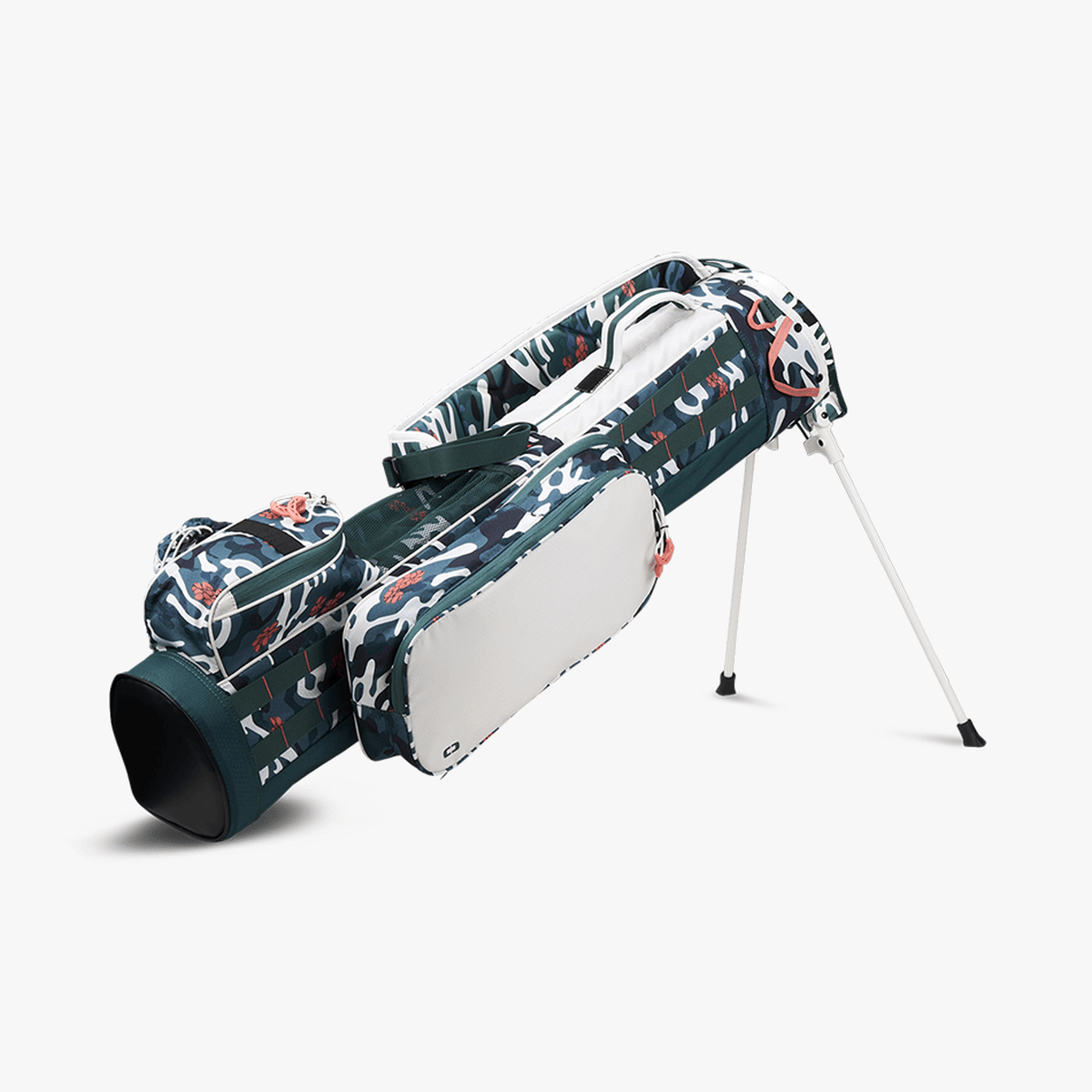 Golfstandtasche OGIO Funday in blau-weißer Camouflage mit Ständer und Schulterriemen.