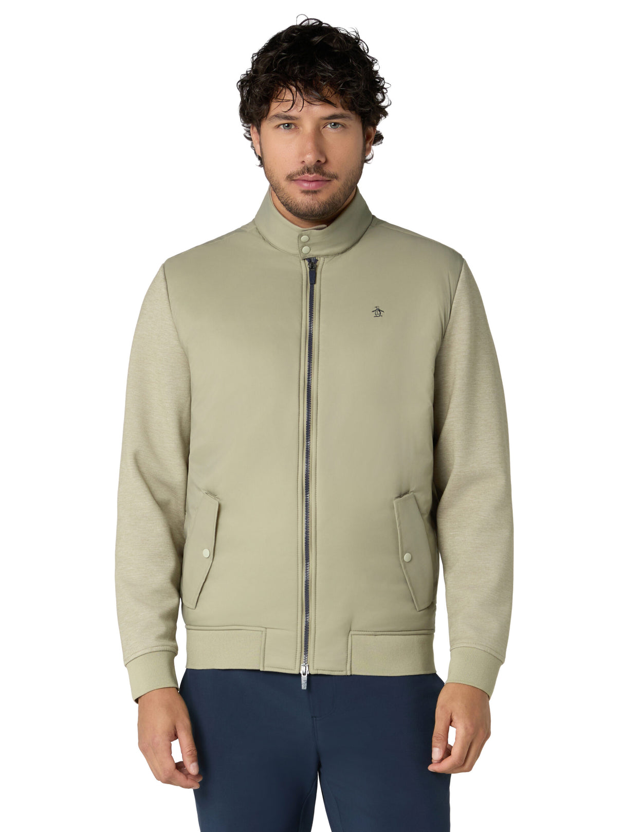 Original Penguin Insulated Harrington Jacke Lt Chinchilla Heather