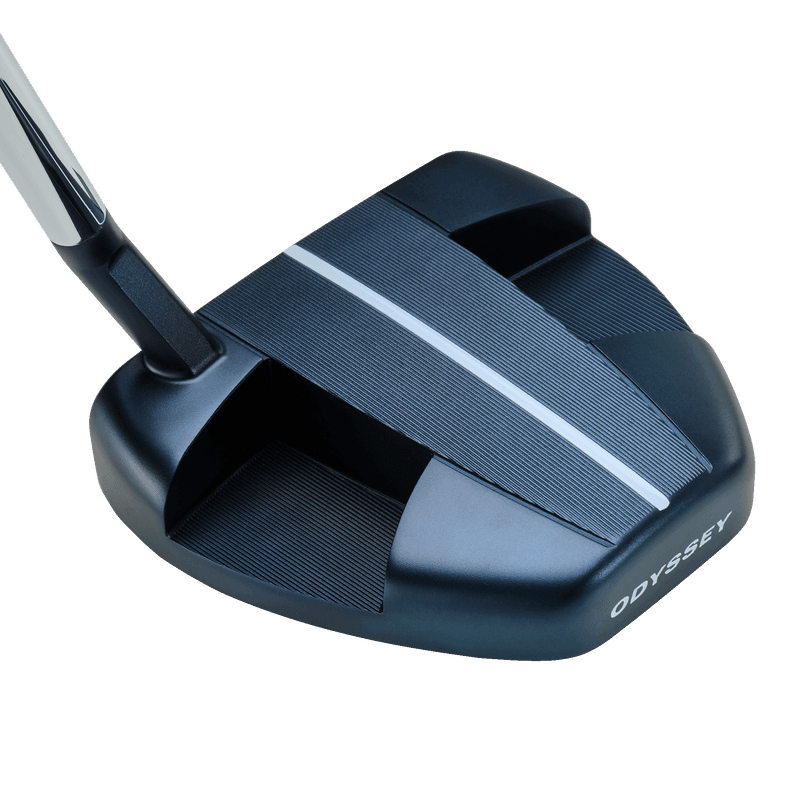 Schwarzer Odyssey Ai-ONE MILLED EIGHT T Putter mit grauem Streifen und präzisem Milling-Design.