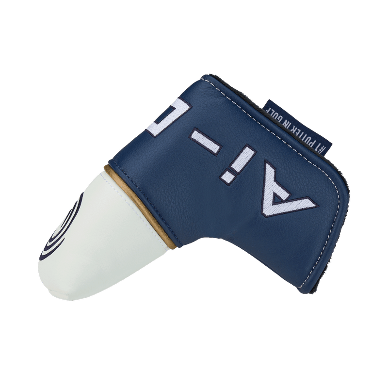 Blauer Odyssey Ai-ONE MILLED ONE T Putter-Headcover mit weißer Front und weißem Ai-Logo.