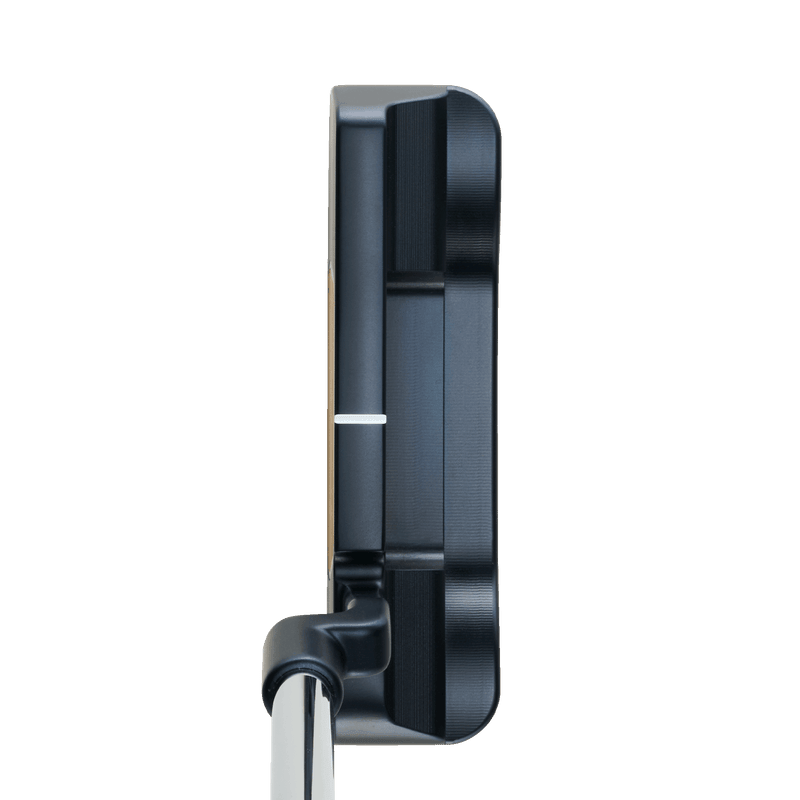Schwarzer Odyssey Ai-ONE MILLED ONE T Putter mit gerader Ausrichtungslinie und mattem Finish.