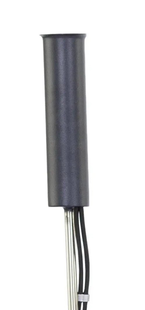 Matt schwarzer Edelstahl Regenschirmhalter mit schlankem, zylindrischem Design.