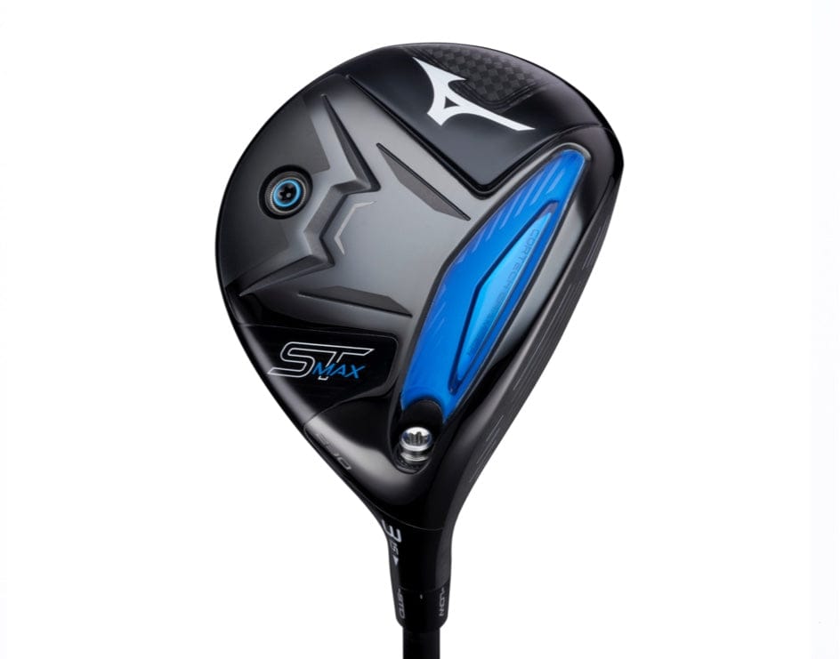 Schwarzes Mizuno ST-MAX 230 Fairway Metall mit blauem Akzent, linkshändig, 18 Grad Loft.