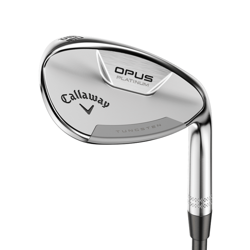 Callaway Opus Platinum Golfschläger Wedge mit glänzendem Chromfinish und Tungstereinlage.