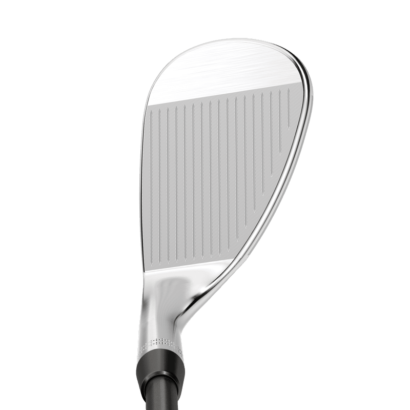 Golf-Wedge Callaway Opus Platinum mit glänzendem Metallfinish und präzisen Rillen auf der Schlagfläche.