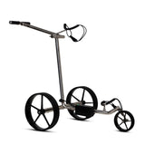 Haicaddy® HC9 Elektrocaddy - Edelstahl poliert Golftrolley Elektrisch Tourmade Silber/Schwarz