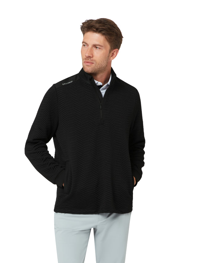 Callaway Herren Chevron Jacquard Midlayer 1/4 Zip Caviar