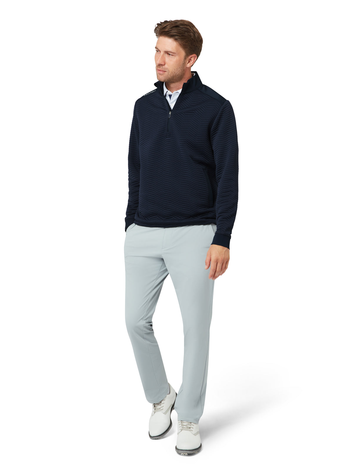 Callaway Herren Chevron Jacquard Midlayer 1/4 Zip Peacoat Ansicht 3