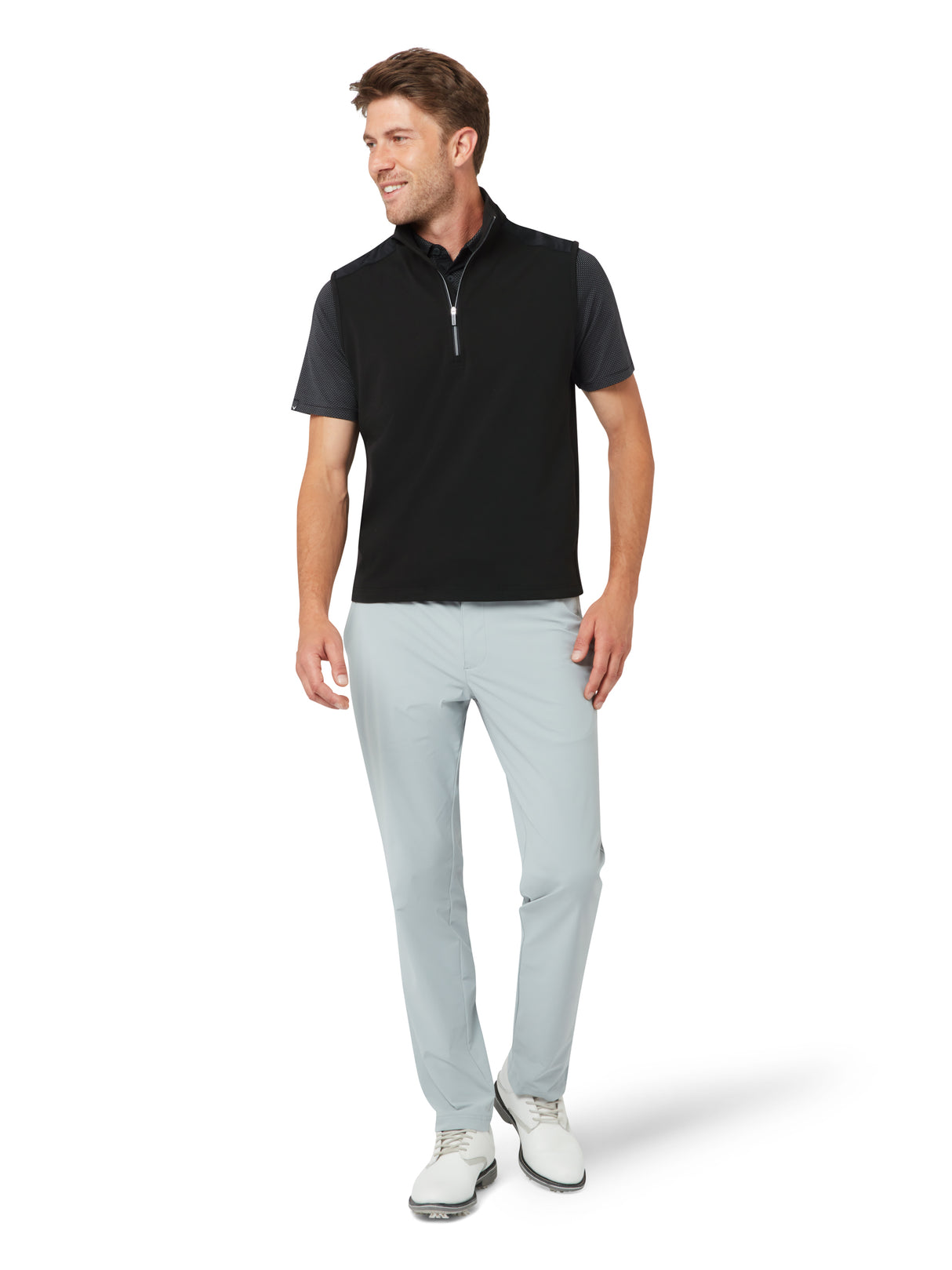 Callaway Herren Lightweight Strickweste 1/4 Zip Caviar Ansicht 3