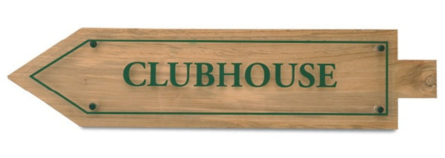 Golfplatz-Schild Teak – Richtungspfeil 45° – doppelseitig beschriftet Richtungsschilder Golftech