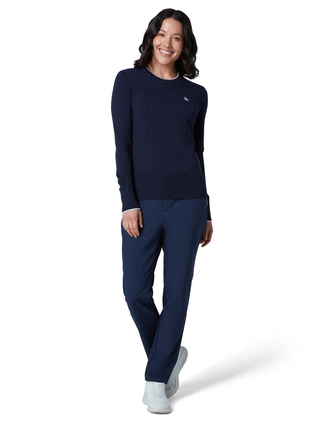 Original Penguin Damen Strickpullover Langarm Black Iris