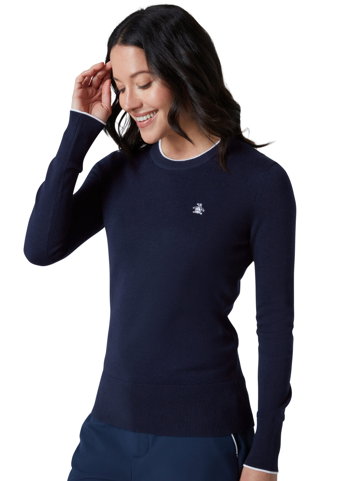 Original Penguin Damen Strickpullover Langarm Black Iris Ansicht 2