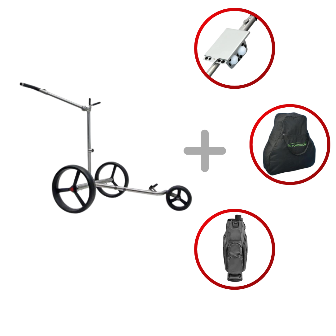 "Sommer-Bundle" PG-Powergolf SteelCad Zorro Flat Elektrotrolley