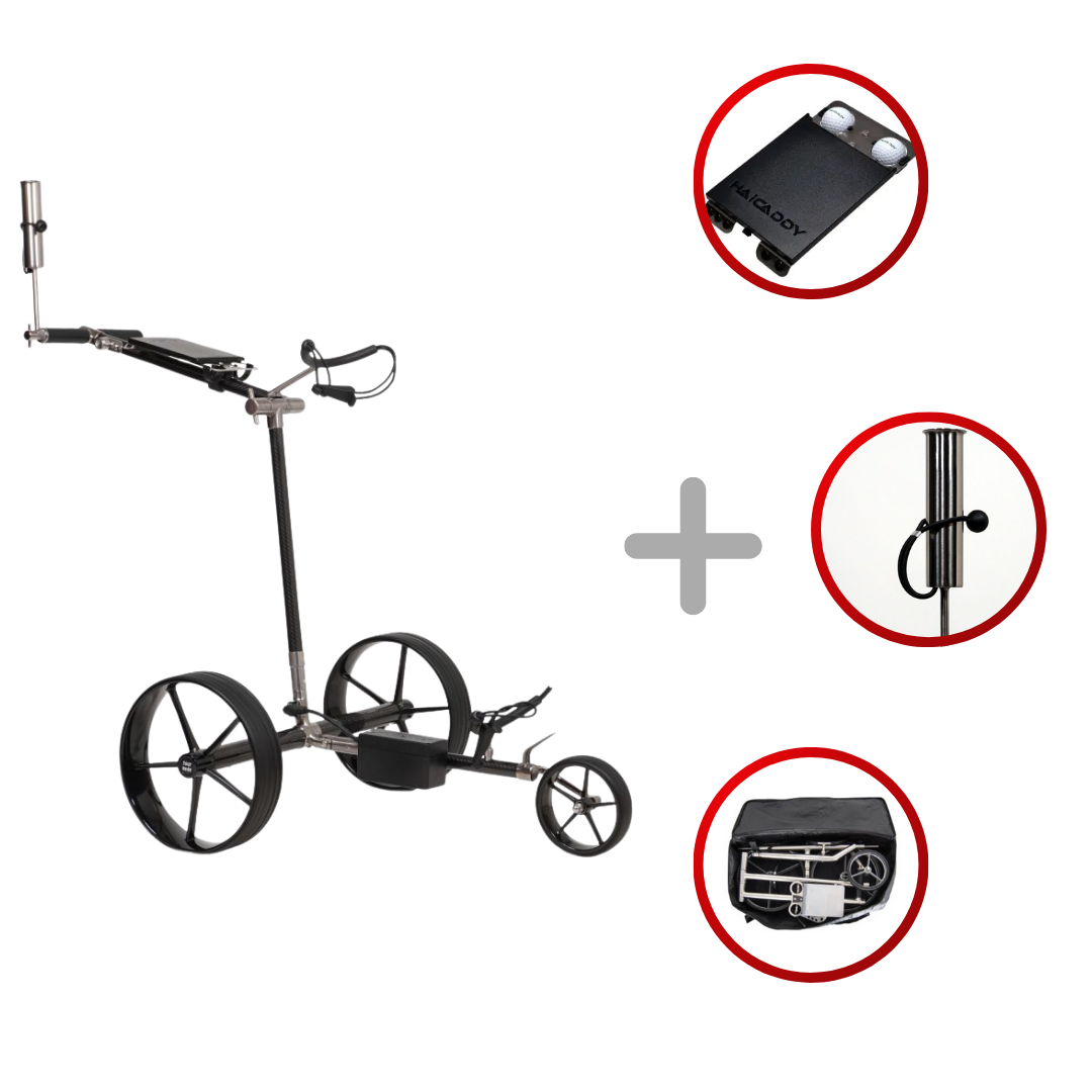 Haicaddy® HC9TiC Golftrolley Elektrisch Tourmade Carbon/Schwarz
