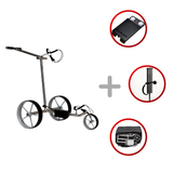 Haicaddy® HC9 Elektrocaddy - Edelstahl poliert Golftrolley Elektrisch Tourmade Silber/Silber