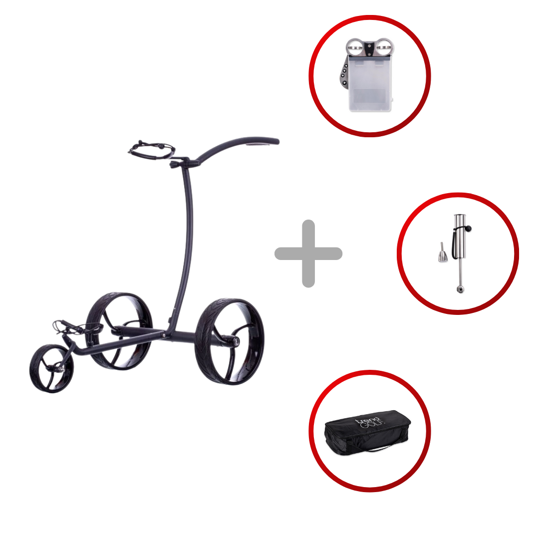 Trendgolf Walker Elektrotrolley 2025 Golftrolley Elektrisch Trendgolf Schwarz Pulverbeschichtet blau