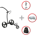 Leisure Golf Ikarus Curve 2.0 2025 Golftrolley Elektrisch Leisure Golf Schwarz-Matt gepulvert Hellblau