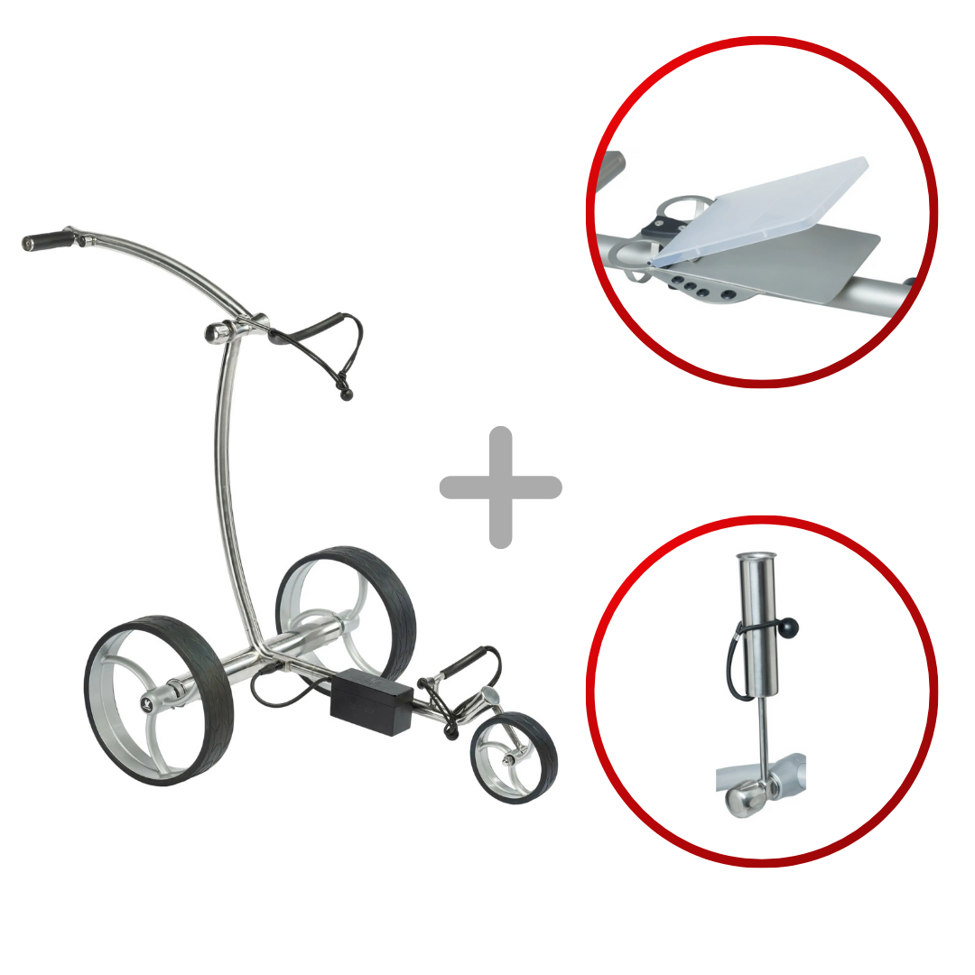 Leisure Golf Taurus 2.0 2025 Golftrolley Elektrisch Leisure Golf poliert silber