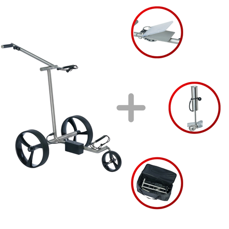 Leisure Golf Spirit Elektrotrolley 2025 Golftrolley Elektrisch Leisure Golf Edelstahl geschliffen orange
