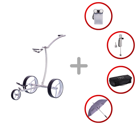 Trendgolf Walker Elektrotrolley 2025 Golftrolley Elektrisch Trendgolf Edelstahl poliert blau