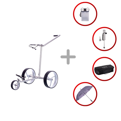 Trendgolf Walker S Elektrotrolley 2025 Golftrolley Elektrisch Trendgolf Edelstahl poliert blau