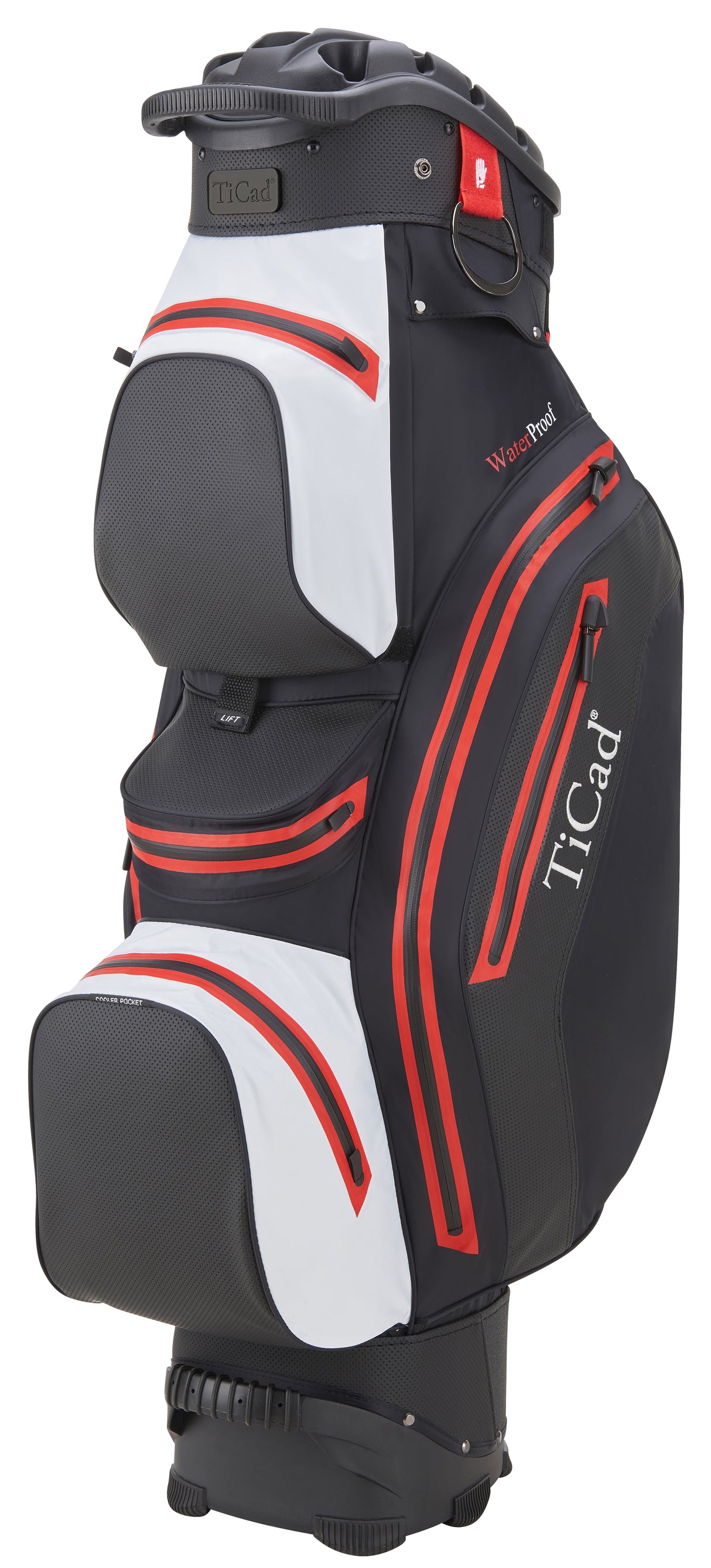 TiCad QO 14 Premium Waterproof Cartbag  TiCad Golf Black/White/Red  