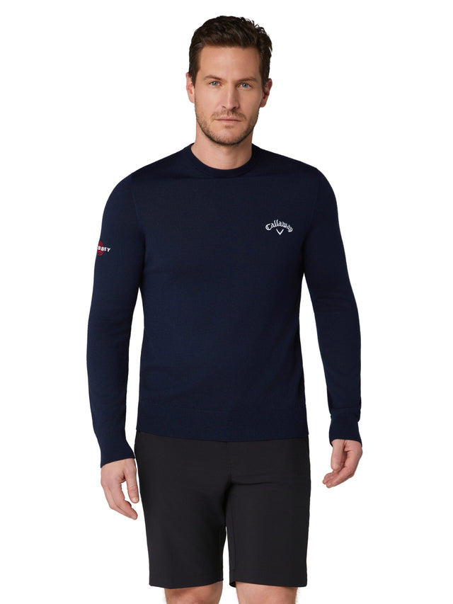 Callaway Herren Merino Rundhals-Pullover Navy Blue