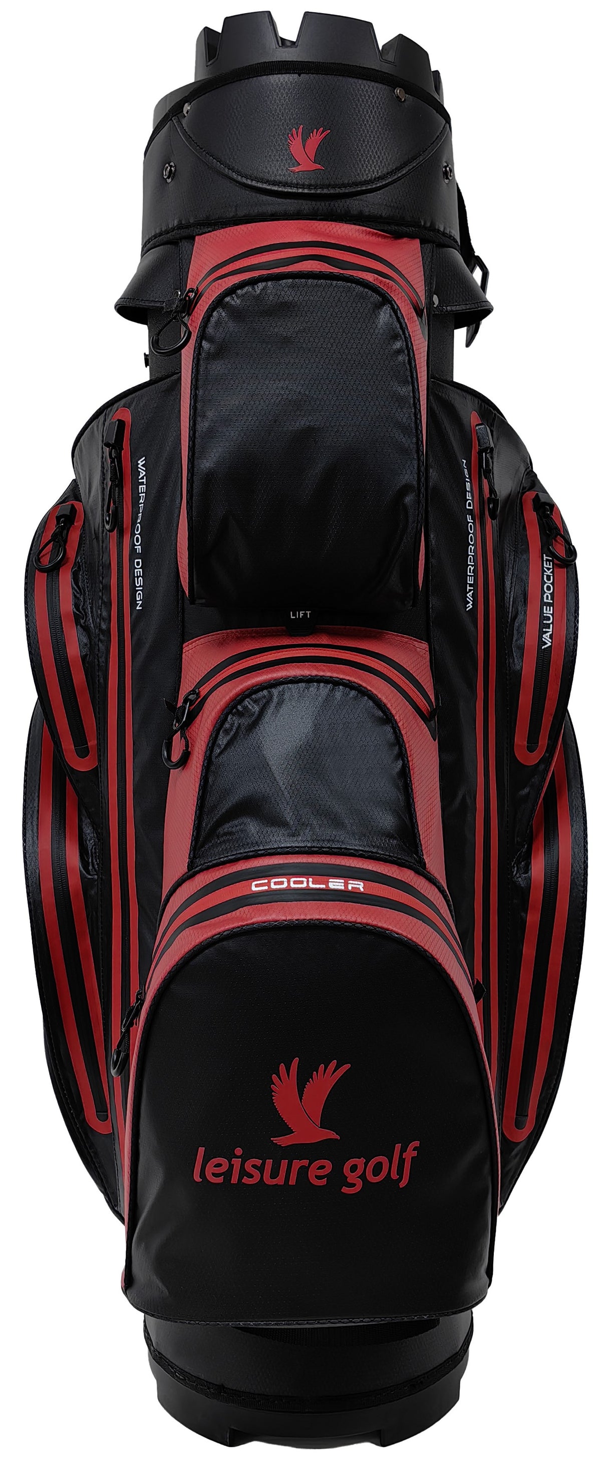 Leisure Golf Watersafe Organizer Cartbag Schwarz/Rot Color Edition Cartbags Leisure Golf