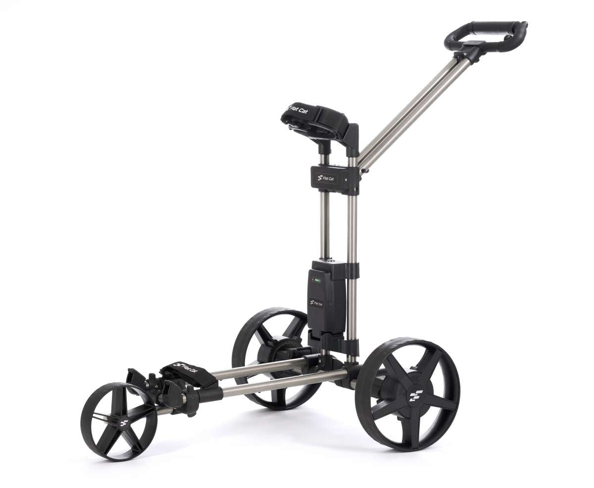 Flat Cat Touch Hybrid E-Trolley 27 Loch 2025 Golftrolley Elektrisch Flat Cat Golf Brushed-Silber (+99.00€)