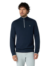 Original Penguin Herren Heritage Mock-Neck Pullover Black Iris Xinao Hthr